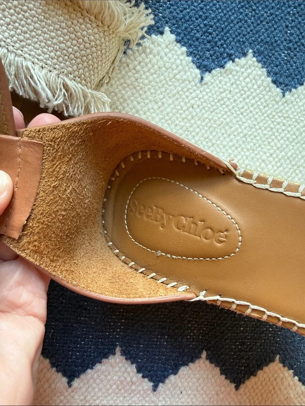 See By Chloe Brown and Cream Fringe Wedge Espadrilles